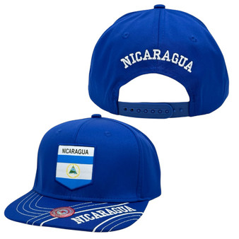 Nicaragua Bull Bot Headwear All Royal Blue Country Flag Adjustable Snapback Hat