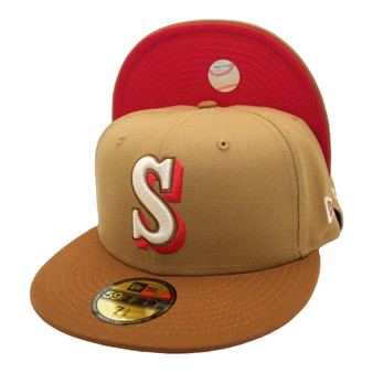 Seattle Mariners New Era Panama Tan/Toasted Peanut Brim With Red Bottom 59FIFTY Fitted Hat