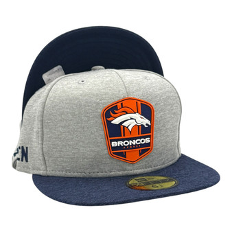 Denver Broncos New Era Gray/Navy 2018 On-Field Sideline Road 59FIFTY Fitted Hat