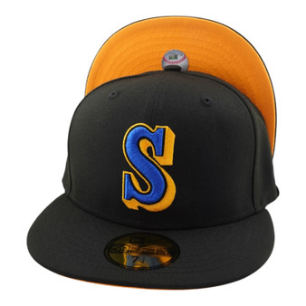 Seattle Mariners New Era All Black With Gold Bottom 59FIFTY Fitted Hat