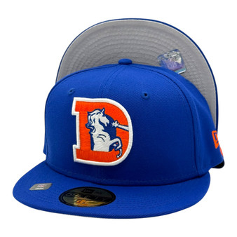 Denver Broncos New Era Royal Blue With Throwback Logo 59FIFTY Fitted Hat