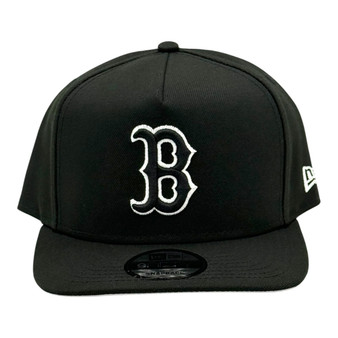 Boston Red Sox New Era Black With Black Letter And White Outline 9FIFTY A-Frame Adjustable Snapback Hat