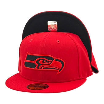 Seattle Seahawks New Era All Red With Black Inside The Seahawk And Gray Bottom 59FIFTY Fitted Hat