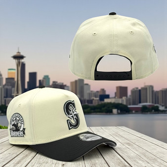 Seattle Mariners New Era Chrome White And Black Bill And Gray Bottom With 30th Anniversary Patch On Side 9FORTY A-Frame Adjustable Snapback Hat