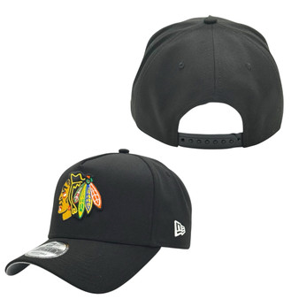 Chicago Blackhawks New Era All Black And Gray Bottom 9FORTY A-Frame Adjustable Snapback Hat