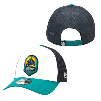 Seattle Mariners New Era White/Aqua Patch 9FORTY Trucker Mesh Snapback Hat