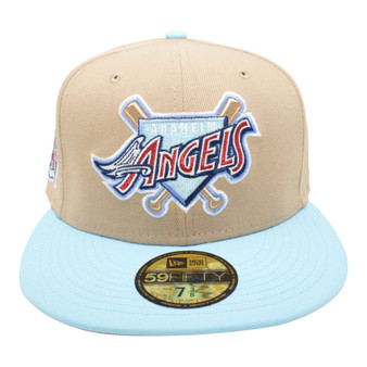 California Angels New Era Camel Tan/Sky Blue Bill And Gray Bottom With 40th Anniversary Patch On Side 59FIFTY Fitted Hat