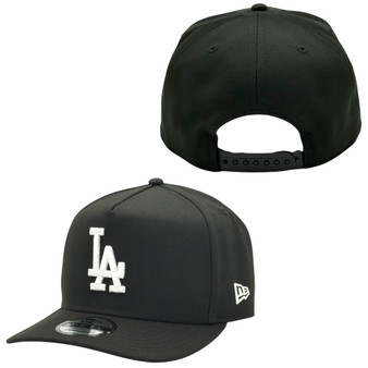 Los Angeles Dodgers New Era Black With White Classic Logo 9FIFTY A-Frame Adjustable Snapback Hat