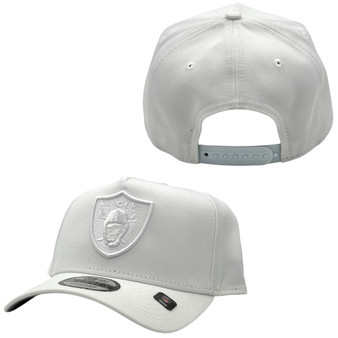 Las Vegas Raiders New Era White On White 9FORTY A-Frame Adjustable SnapBack Hat