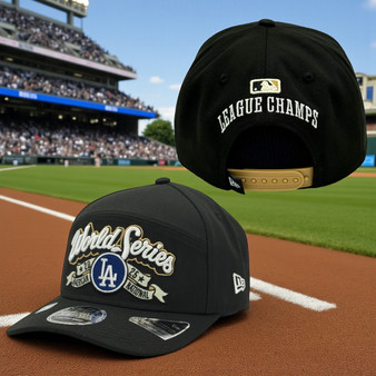 Los Angeles Dodgers New Era Black 2025 National League Champions Locker Room 9SEVENTY Stretch Fit Snapback Hat