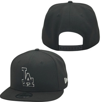 Los Angeles Dodgers New Era Black Letters And White Outline 9FIFTY Adjustable Snapback Hat