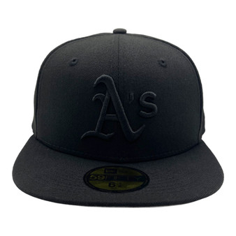 Oakland Athletics New Era Black On Black With Black Bottom 59FIFTY Fitted Hat