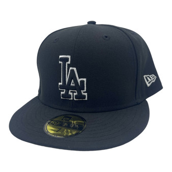 Los Angeles Dodgers New Era All Black With Black Logo And White Outline 59FIFTY Fitted Hat