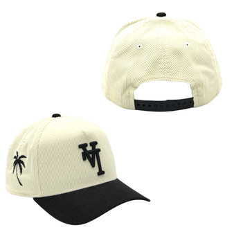 Los Angeles Dodgers New Era Corduroy Cream/Black Upside Down With Palm Trees 9FORTY A-Frame Adjustable Snapback Hat