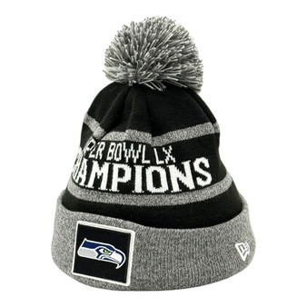 Seattle Seahawks New Era Gray/Black Super Bowl LX Parade Knit With Fold Hat