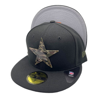 Dallas Cowboys New Era All Black With Camo Star Badge 59FIFTY Fitted Hat