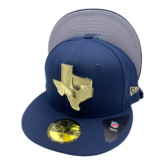 Dallas Cowboys New Era All Navy With Metal State Gold Badge 59FIFTY Fitted Hat