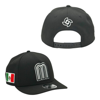 Mexico New Era Black And White 2026 World Baseball Classic With Flag 9FORTY M-Crown A-Frame Adjustable Snapback Hat
