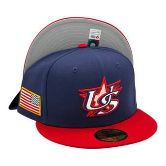 USA New Era Navy/Red 2026 World Baseball Classic With Flag 59FIFTY Fitted Hat