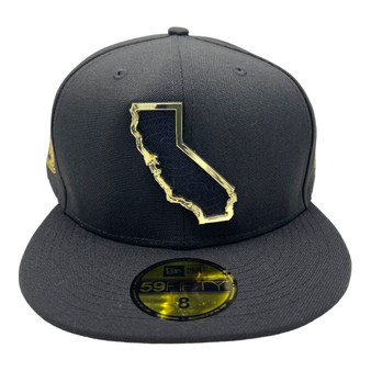 San Francisco 49ers New Era All Black With Metal State Gold Badge And Logo Inside 59FIFTY Fitted Hat
