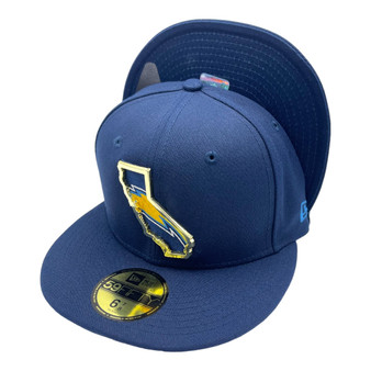 Los Angeles Chargers New Era All Navy With Metal State Gold Badge And Logo Inside 59FIFTY Fitted Hat