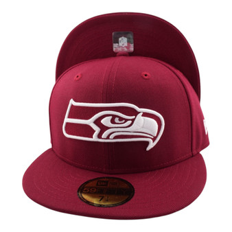 Seattle Seahawks New Era Maroon With White Logo 59FIFTY Fitted Hat