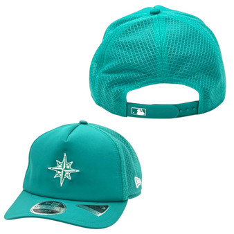 Seattle Mariners New Era Teal Alternate 2026 Batting Practice Apex 9FORTY Trucker Mesh Snapback Hat