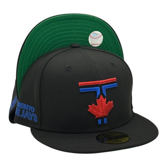 Toronto Blue Jays New Era Black T Logo With Team Name Patch 59FIFTY Fitted Hat