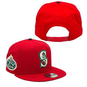 Seattle Mariners New Era All Red/Teal Bottom And 25TH Anniversary Patch 9FIFTY Adjustable Snapback Hat