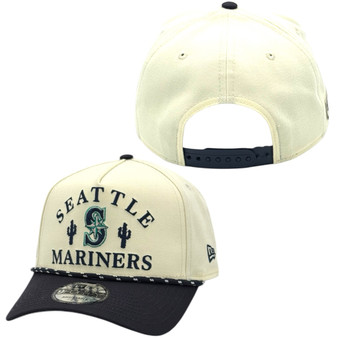Seattle Mariners New Era Chrome White/Navy Spring Training 9FORTY A-Frame Adjustable Snapback Hat