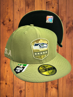 Seattle Seahawks New Era Olive Green 2019 Salute to Service Sideline 59FIFTY Fitted Hat