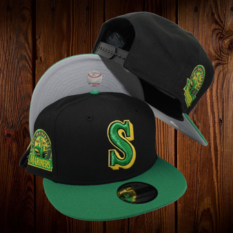 Seattle Mariners New Era Black/Green “S” Logo With 30TH Anniversary 9FIFTY Adjustable Snapback Hat