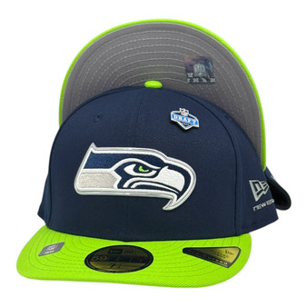 Seattle Seahawks New Era Navy/Lime Green 2026 NFL Draft 59FIFTY Fitted Hat