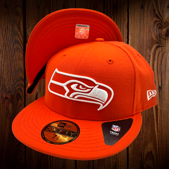 Seattle Seahawks New Era All Orange With White Logo 59FIFTY Fitted Hat