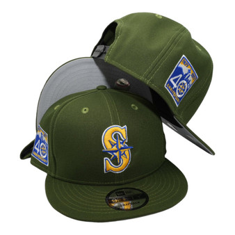 Seattle Mariners New Era All Rifle Green With 40TH Anniversary Patch On Side 9FIFTY Adjustable Snapback Hat