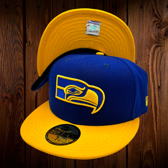 Seattle Seahawks New Era Royal Blue/Gold Bill Retro Logo 59FIFTY Fitted Hat