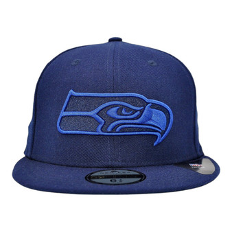Seattle Seahawks New Era All Navy Blue Black Label 59FIFTY Fitted Hat