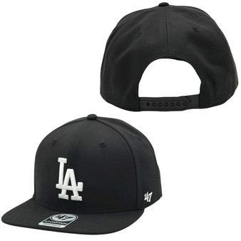 Los Angeles Dodgers 47 Brand All Black With White Logo 47 Captain Adjustable Snapback Hat