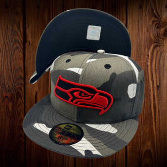 Seattle Seahawks New Era White Camo With Red Logo 59FIFTY Fitted Hat