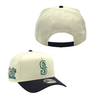 Seattle Mariners New Era Chrome White/Navy And Gray Bottom With 20th Anniversary Patch 9FORTY A-Frame Snapback Hat