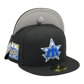 Seattle Mariners New Era Black/Gray Bottom 1981 Logo With 40TH Anniversary Patch 59FIFTY Fitted Hat