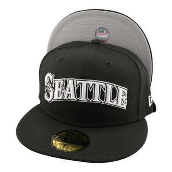 Seattle Mariners New Era "Seattle" All Black Gray Bottom 59FIFTY Fitted Hat