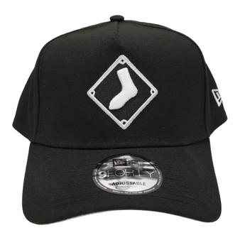 Chicago White Sox New Era Black And White A-Frame All Black And Gray Bottom 9FORTY Adjustable Snapback Hat