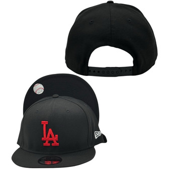 Los Angeles Dodgers New Era "Red LA" All Black Basic 9FIFTY Adjustable Snapback Hat