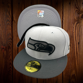 Seattle Seahawks New Era All Gray With Dark Charcoal Gray Bill And Black Seahawk 59FIFTY Fitted Hat