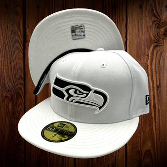 Seattle Seahawks New Era All White With Black Inside The Seahawk 59FIFTY Fitted Hat