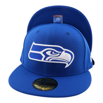 Seattle Seahawks New Era All Royal Blue With White Logo 59FIFTY Fitted Hat