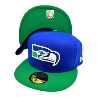 Seattle Seahawks New Era Retro Logo Royal Blue/Kelly Green Bill 59FIFTY Fitted Hat