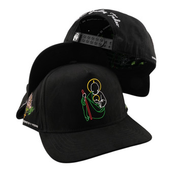 Standard King Black San Judas Tadeo All Black A-Frame Adjustable Snapback Hat (1)