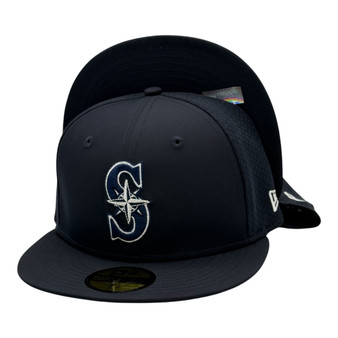 Seattle Mariners New Era Navy 2026 Batting Practice 59FIFTY Trucker Mesh Fitted Hat